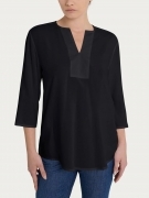 Blusa con scollo a V e manica 3/4 in Ecoseta - Nero â Ragno